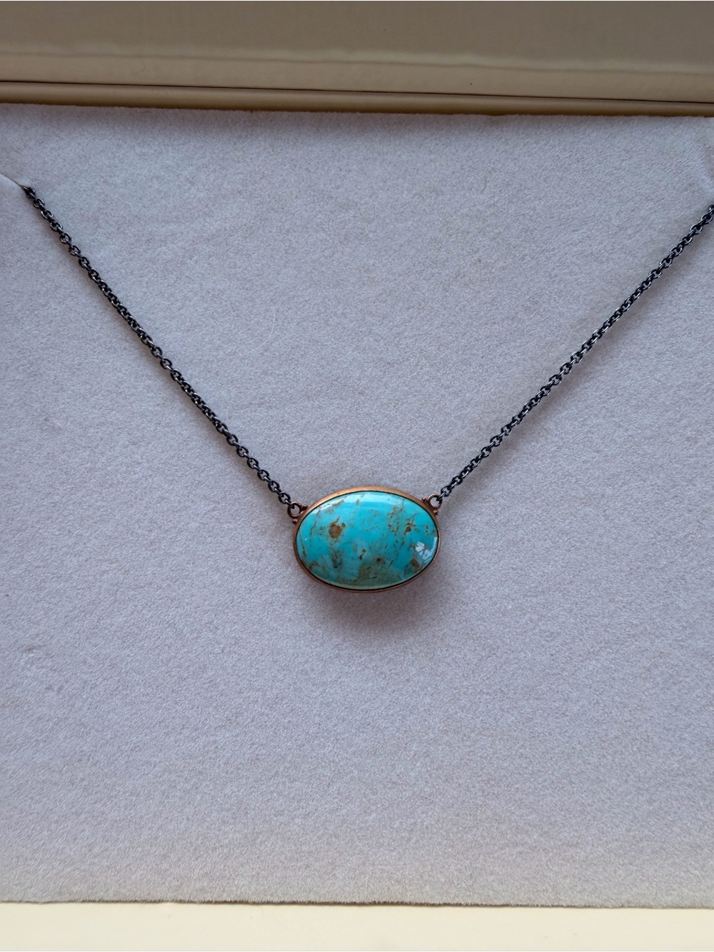 Lika Behar Turquoise Oval Pendant Necklace in oxidized sterling silver